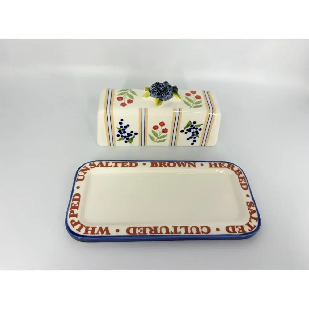 Anthropologie Lou Rota Stoneware Pie Dish Remikens Butter Dish Spoon Rest Set